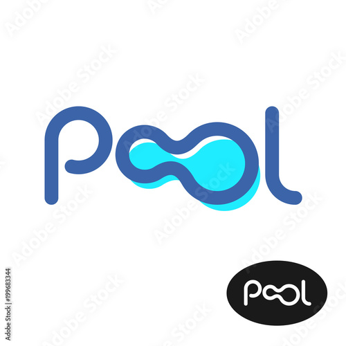 Pool word logo. Pool letters sign.