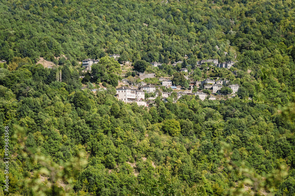 Village in Gorge of Vikos in Greece.  Zagoria region. National park of Pindus mountain. Greece. Epirus
