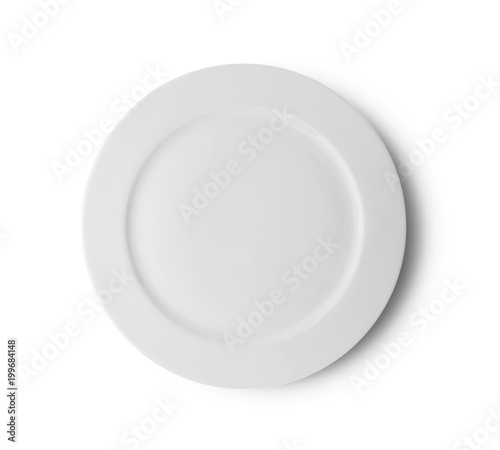 white plate with chadow on white background