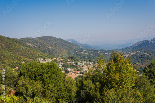 Fototapeta Naklejka Na Ścianę i Meble -  Village in Gorge of Vikos in Greece.  Zagoria region. National park of Pindus mountain. Greece. Epirus