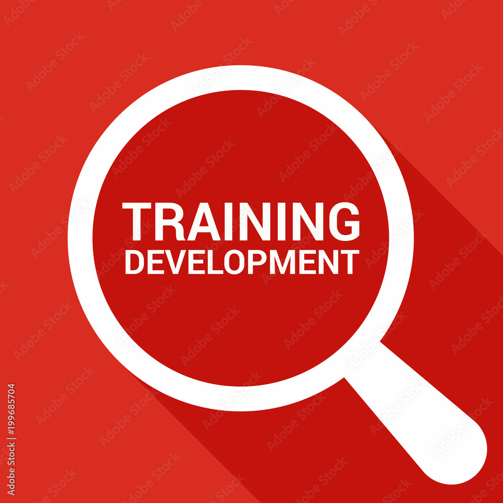 Studying Concept: Magnifying Optical Glass With Words Training Development Studying Concept: Magnifying Optical Glass With Words Training Development