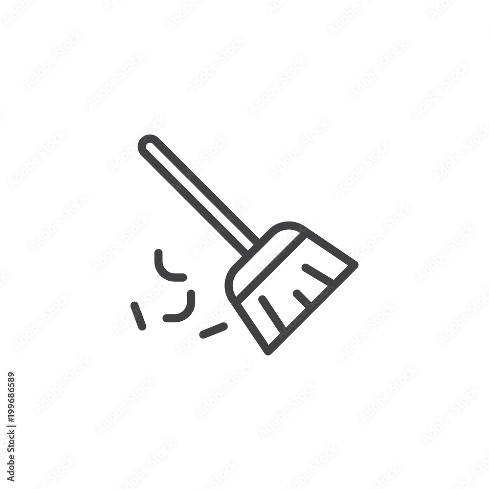 Sweeping broom outline icon. linear style sign for mobile concept and web design. Besom simple line vector icon. Symbol, logo illustration. Pixel perfect vector graphics Sweeping broom outline icon. linear style sign for mobile concept and web design. Besom simple line vector icon. Symbol, logo illustration. Pixel perfect vector graphics