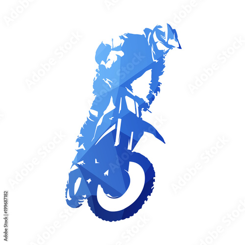 Freestyle motocross, fmx. Abstract blue geometric vector silhouette