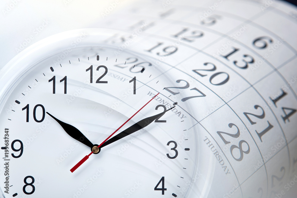 wall calendar with the number of days and clock wall calendar with the number of days and clock