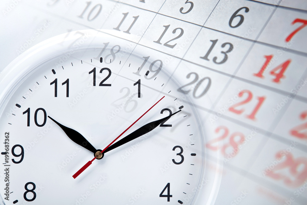 wall calendar with the number of days and clock wall calendar with the number of days and clock