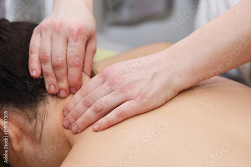 manual back massage.Body care. Non surgical body sculpting. Anti-cellulite and anti-fat therapy in beauty salon.