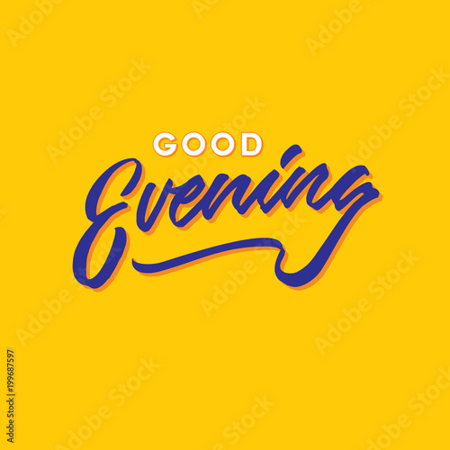 good evening hand lettering typography greeting card poster