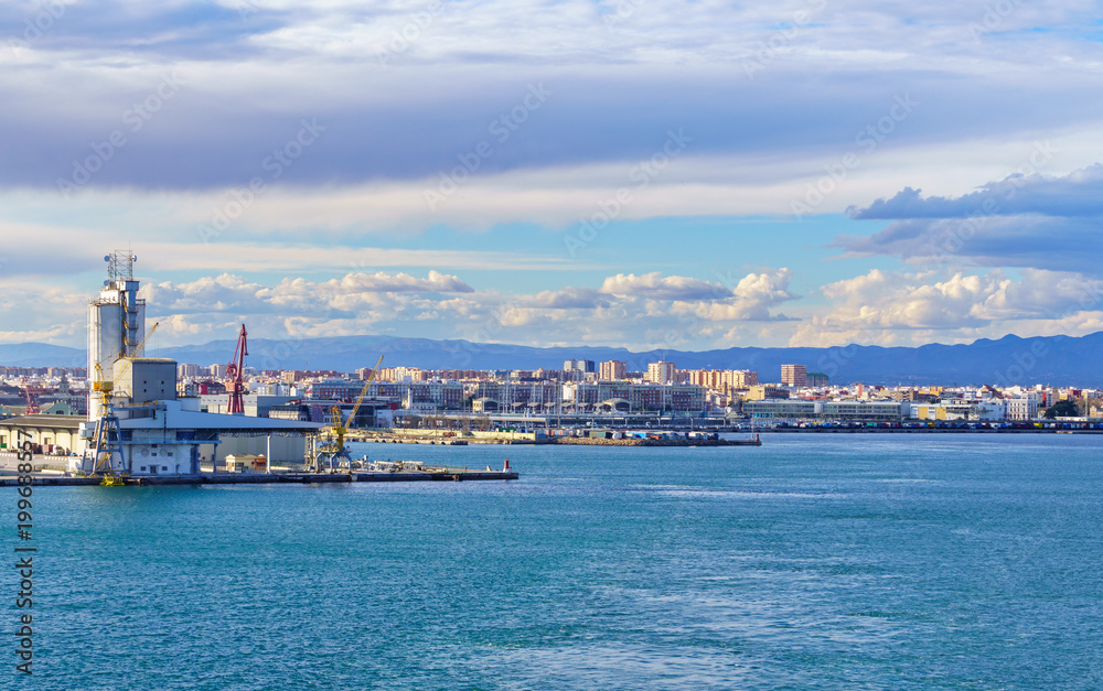 Panorama of Valencia Port in Spain