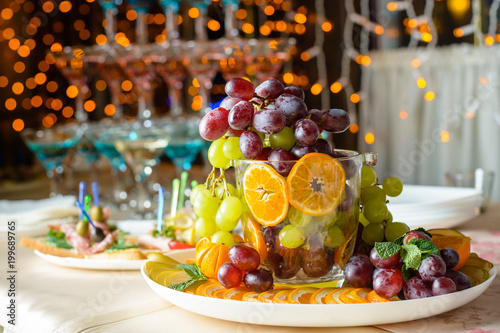 Plate with different fruits at the furshet photo