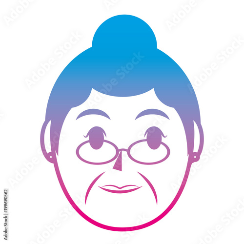 degraded line old woman head with hairtyle and glasses photo