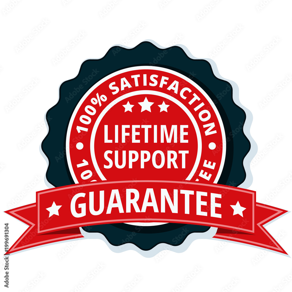 Lifetime Support guarantee label illustration Lifetime Support guarantee label illustration