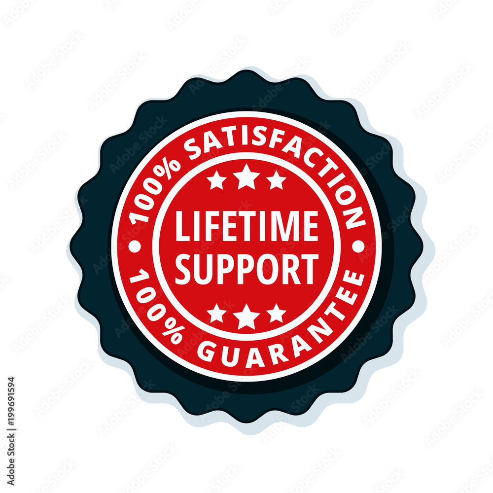 Lifetime Support guarantee label illustration Lifetime Support guarantee label illustration