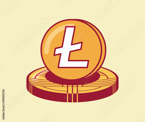 coin with litecoin symbol over background, colorful design. vector illustration
