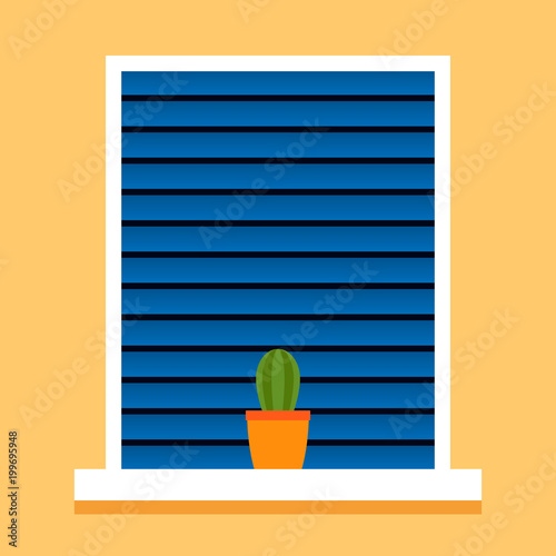 Window with blinds. Vector illustration.