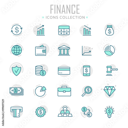 Collection of finance thin line icons