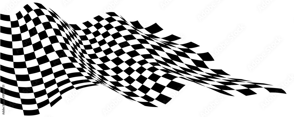 Obraz premium Checkered flag wave flying on white design sport race championship business success background vector illustration.