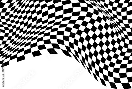 Checkered flag wave flying white blank space design sport race championship business success background vector illustration.