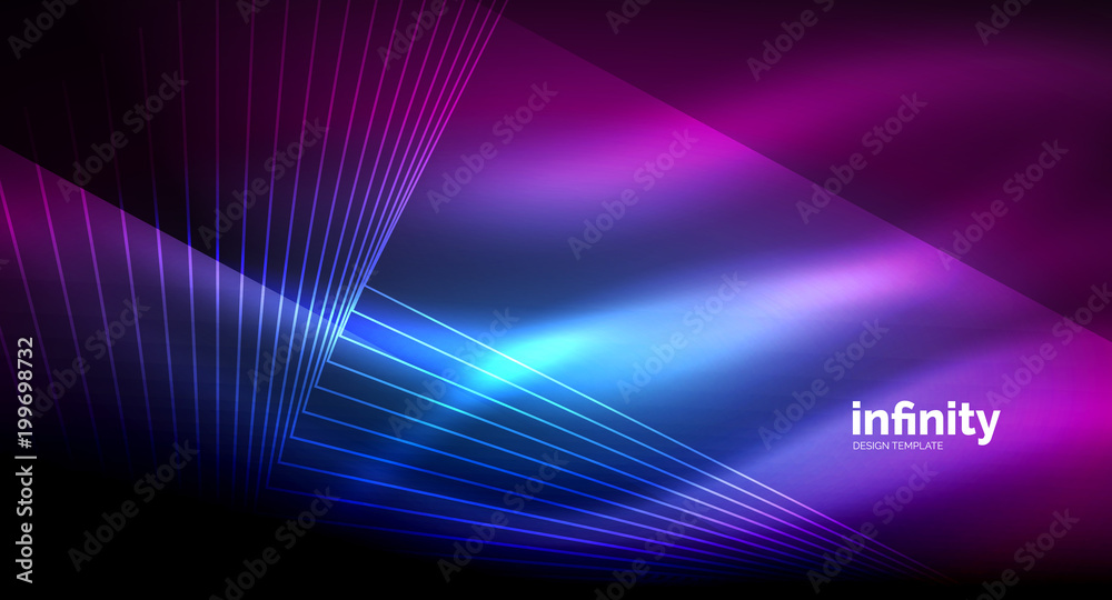 Shiny straight lines on dark background, techno digital modern template