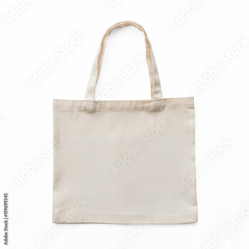 Tote bag mock up canvas cotton fabric cloth for eco shopping sack mockup blank template isolated on white background (clipping path)