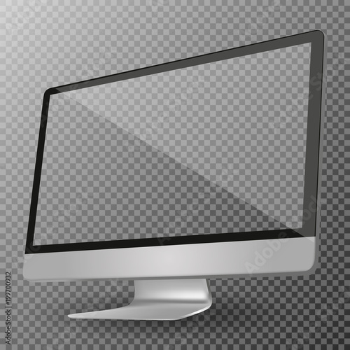 Computer display with blank screen isolated on a transparent background