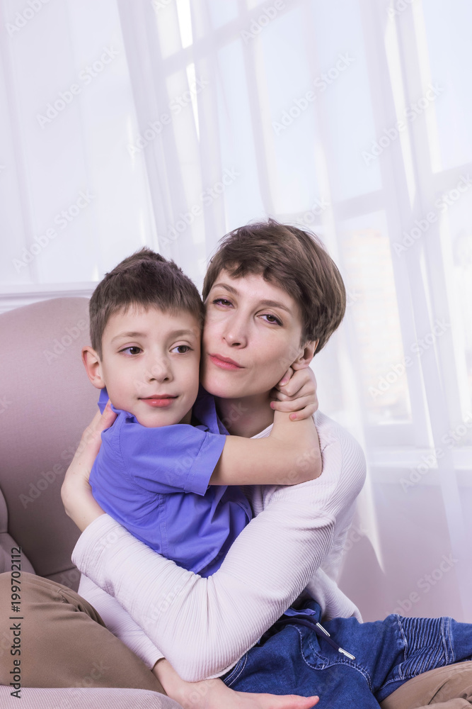 Mother's Day concept: Happy smiling mother and son