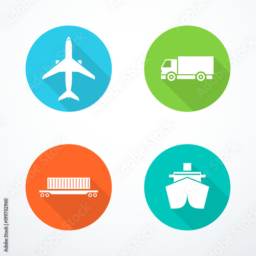 Set of transportation icons. Vector illustration