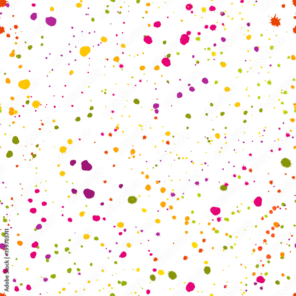 Seamless paint  background with drops and splashes,  bright watercolor pattern  