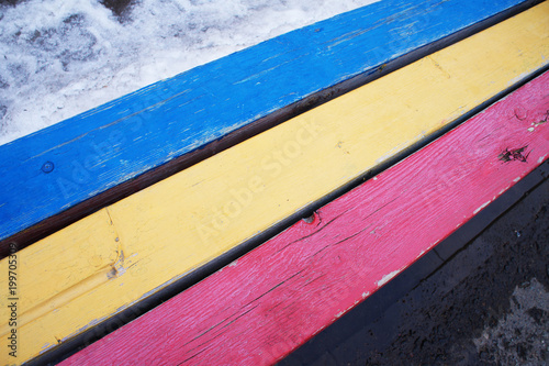 red, yellow and blue boards, colored elements