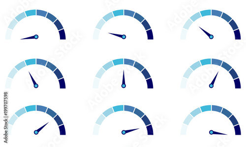 Speedometer or rating meter signs infographic gauge element. Vector graphic illustration. photo
