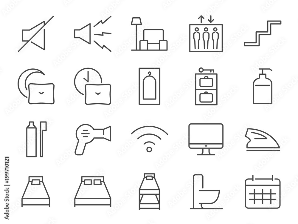 Hostel facilities icon set 2. Included the icons as bathroom, bed types, sleep, nap, lift, lobby, hotel, services and more Hostel facilities icon set 2. Included the icons as bathroom, bed types, sleep, nap, lift, lobby, hotel, services and more