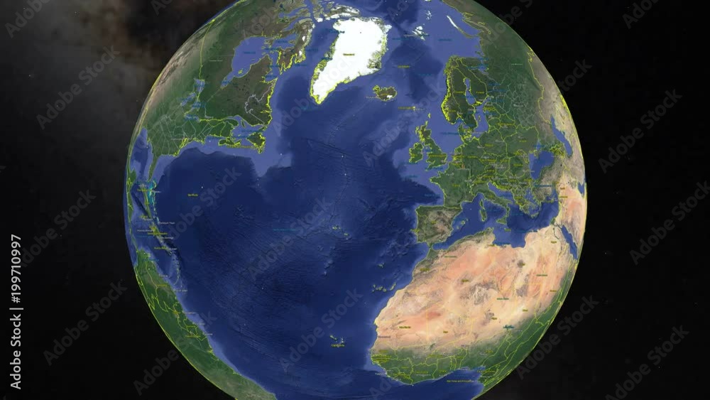 Luxembourg with flag. 3d earth in space - zoom in on Luxembourg outer, created using ultra high res NASA