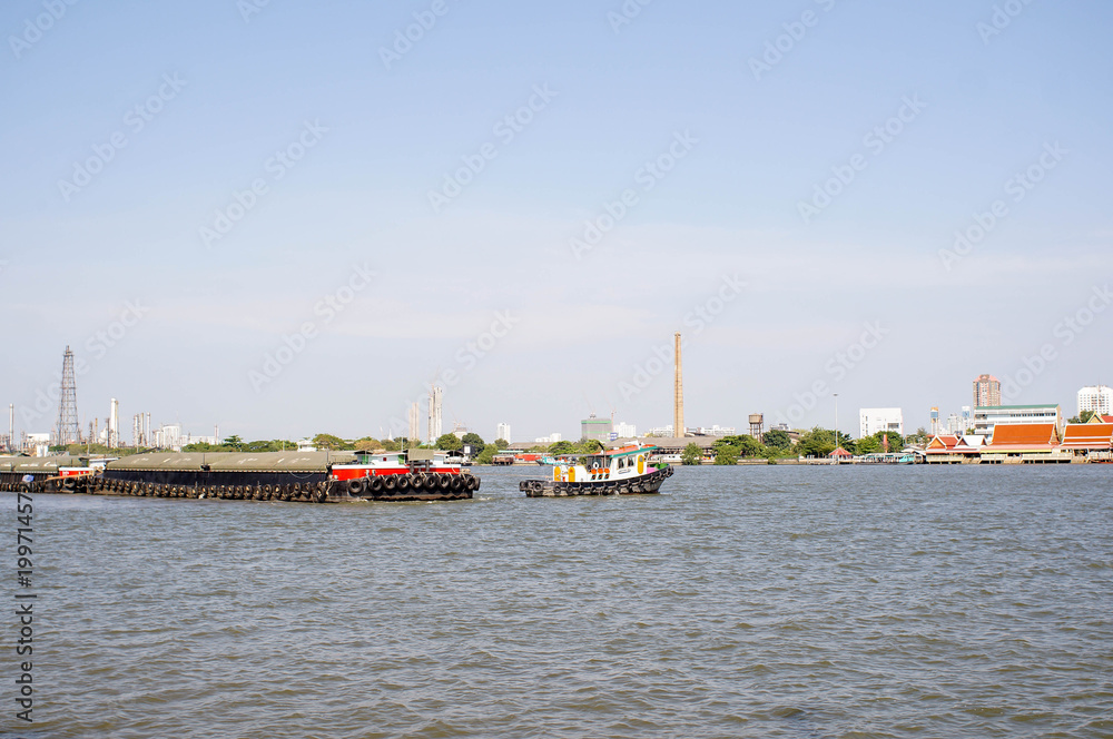 cargo ship on river ,thailand