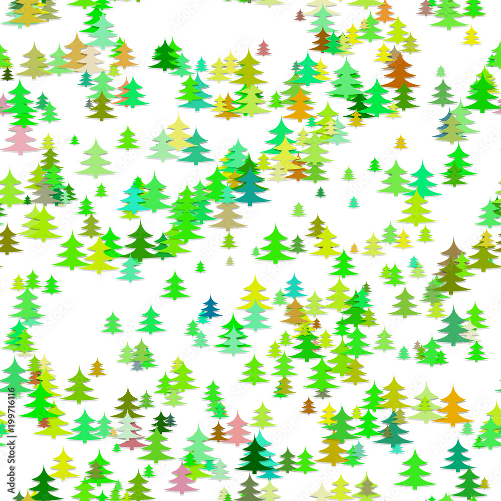 Abstract chaotic pine tree background - seasonal vector decoration illustration