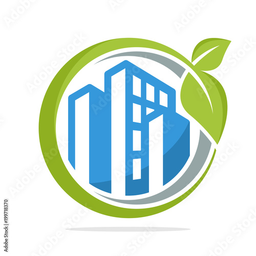 logo icon circle shape with the management concept of green cities 