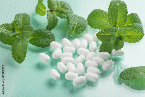mint dragee with mint