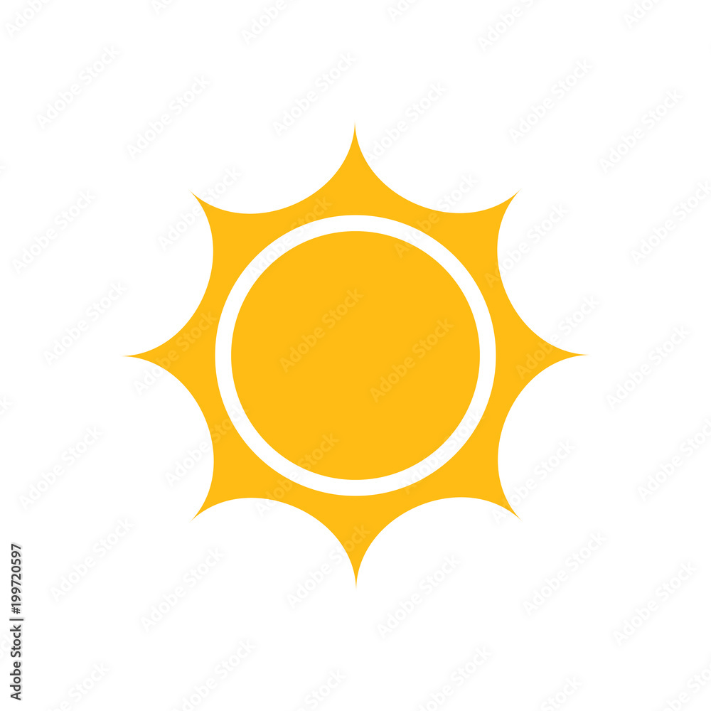 Sun vector icon. Summer sunshine illustration on white isolated background. Sun sunlight concept. Sun vector icon. Summer sunshine illustration on white isolated background. Sun sunlight concept.