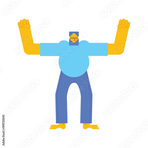Big strong dad with beard. Vector illustration for Father's Day