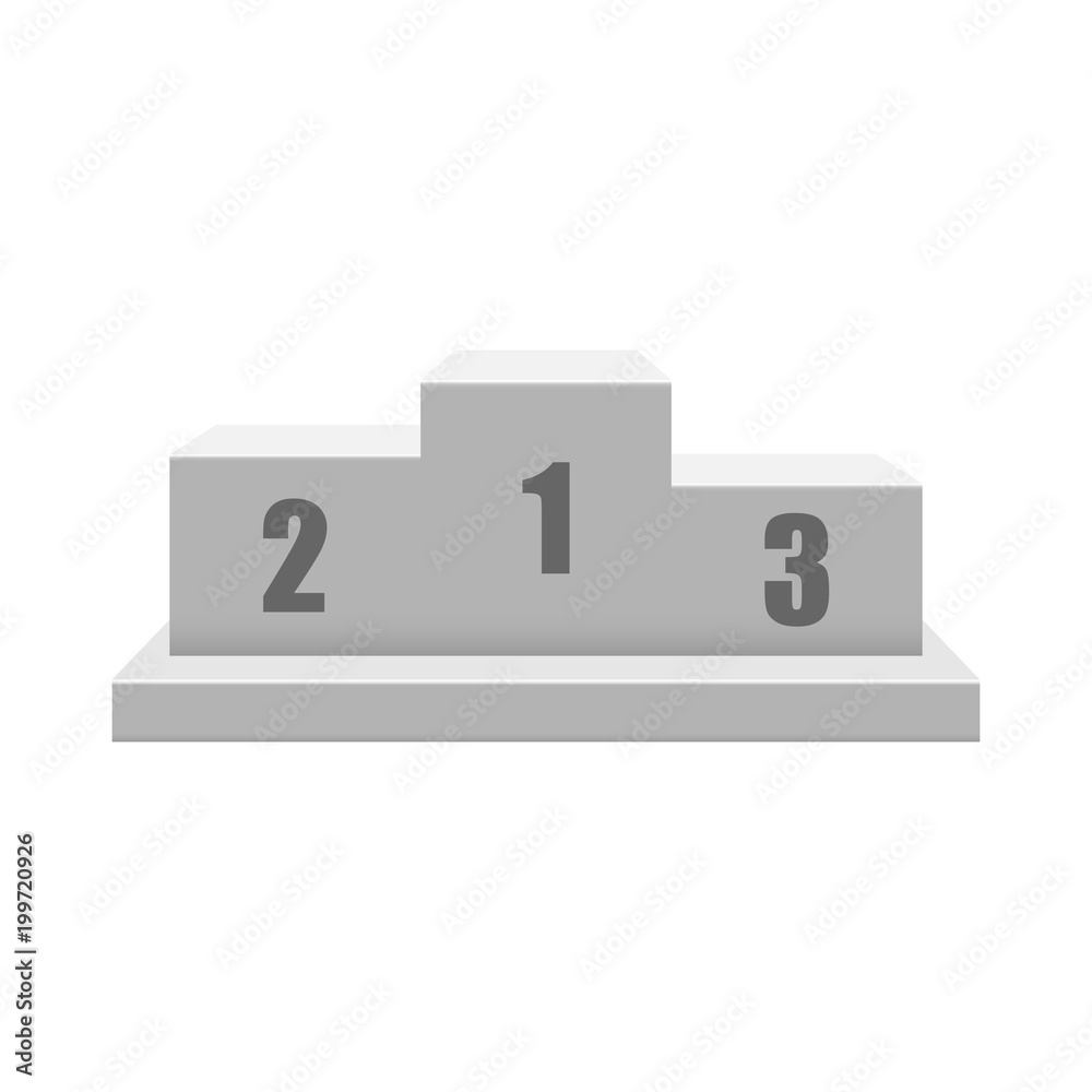 Winners podium icon in flat style. Pedestal illustration on white isolated background. Award sign concept.