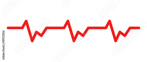 Heartbeat line with heart icon in flat style. Heartbeat illustration on white isolated background. Heart rhythm concept.