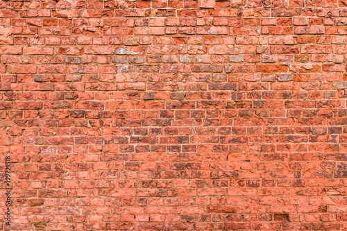 brick wall made of old red brick