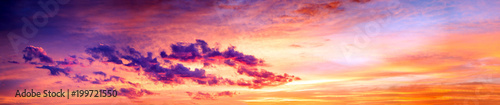 landscape with sky, clouds and sunrise a panoramic view © yanikap