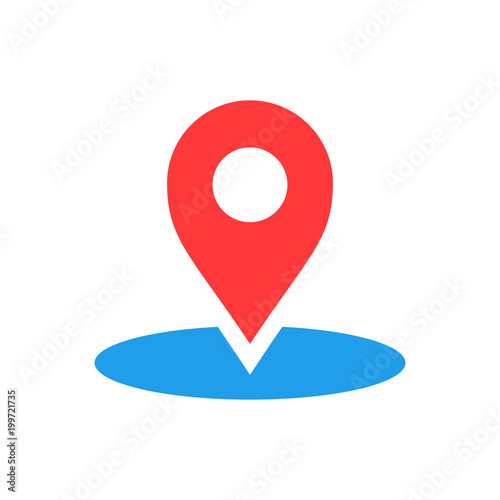 Map pointer in flat style. Gps navigation mark illustration on white isolated background. Pointer destination concept.