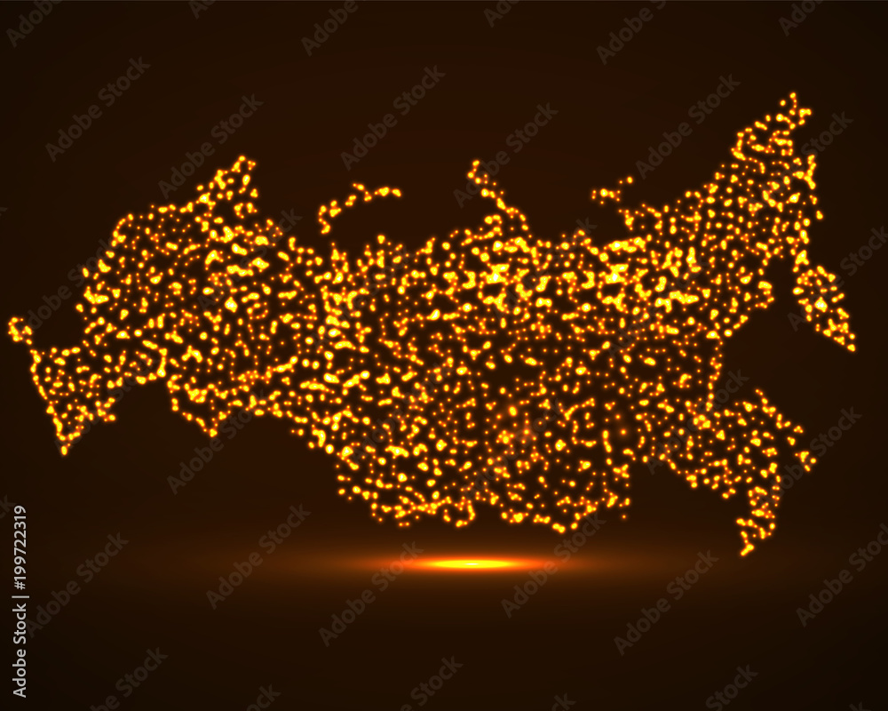 Abstract map of Russia with glowing particles Abstract map of Russia with glowing particles