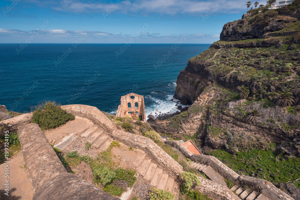 North Tenerife island coastline and abandoned ruins la Gordejuela.