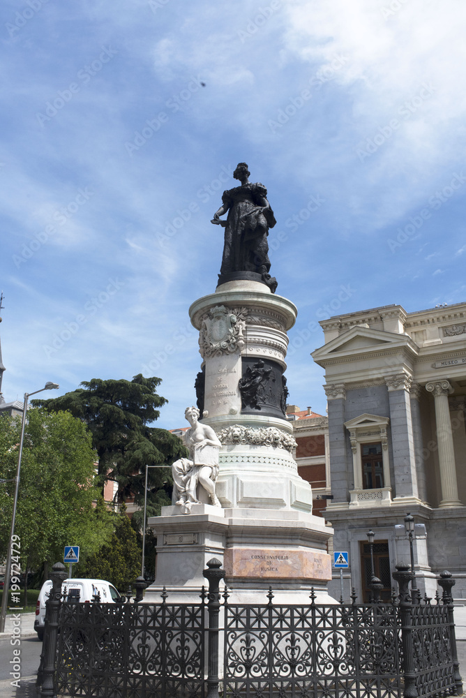 Statue of María Cristina de Borbón, in front of the Prado Museum. Madrid. Spain.