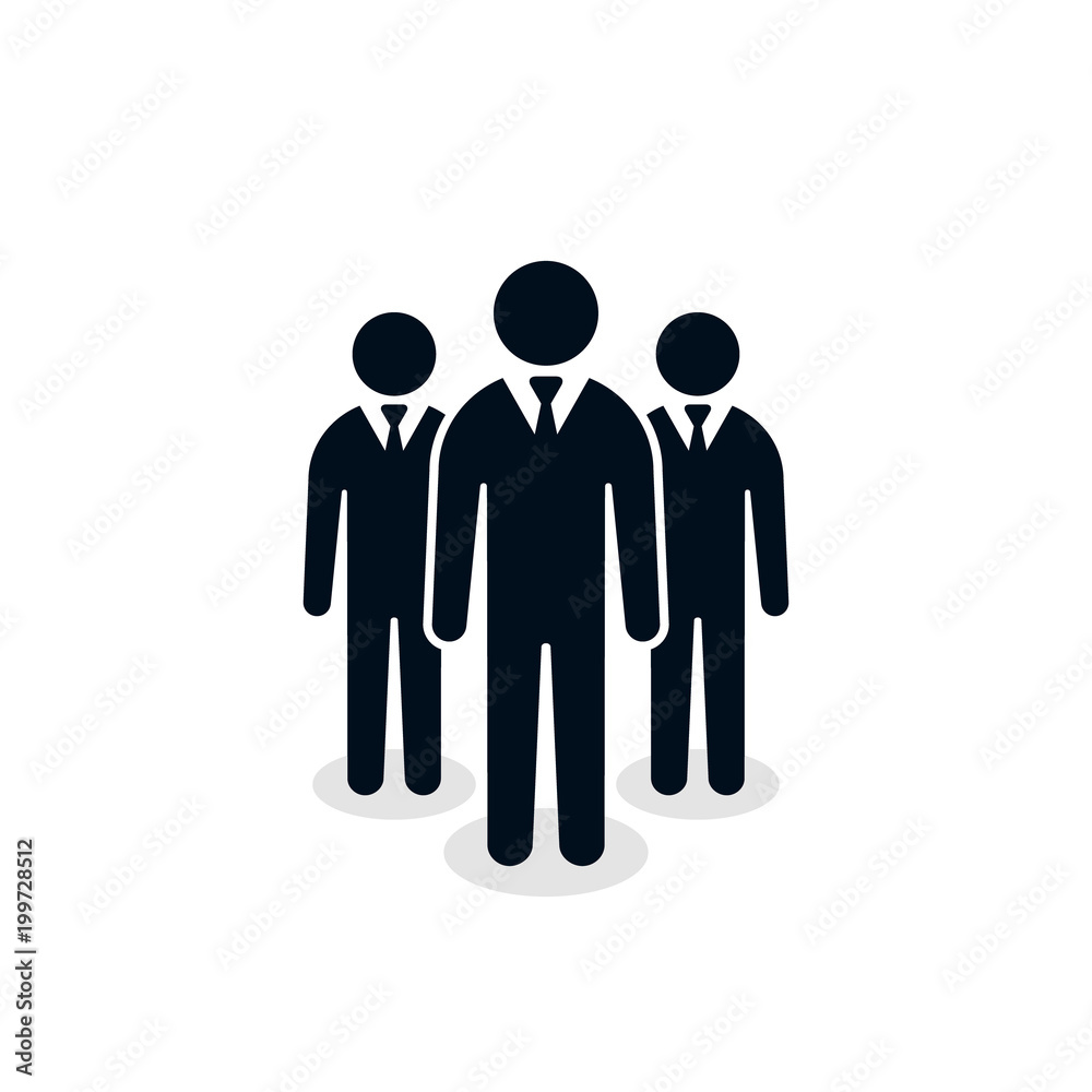 Crowd of businessmen people icon. Three man vector isolated flat symbol Crowd of businessmen people icon. Three man vector isolated flat symbol