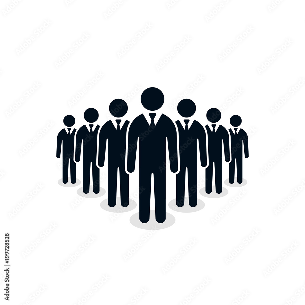 Crowd of businessmen people icon. Five Man Vector isolated flat symbol Crowd of businessmen people icon. Five Man Vector isolated flat symbol