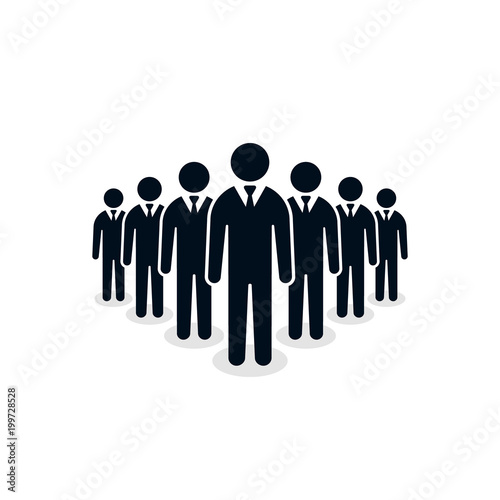 Crowd of businessmen people icon. Five Man Vector isolated flat symbol