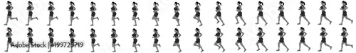 Girl Run Cycle Animation Sprite Sheet, jogging, Running, Silhouette