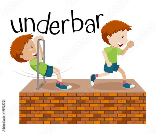 Kids playing underbar scene illustration photo